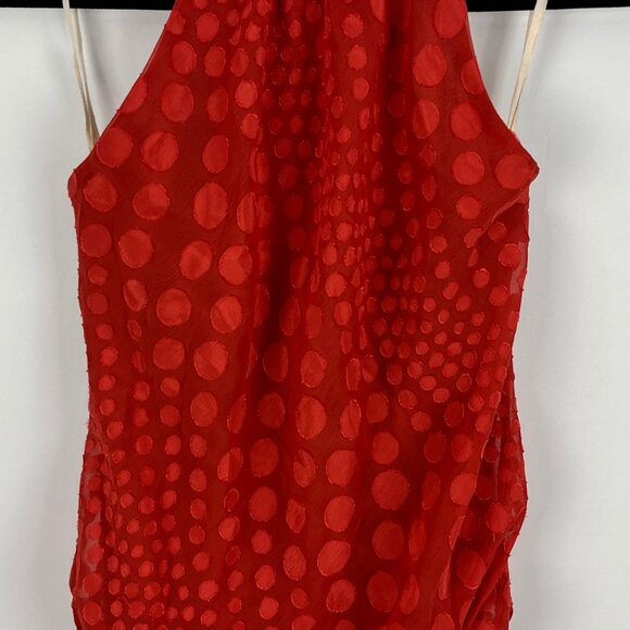 Celine by Champion Top Blouse Size M Orange Sleeveless Halter Neck Elastic Waist - Picture 3 of 9